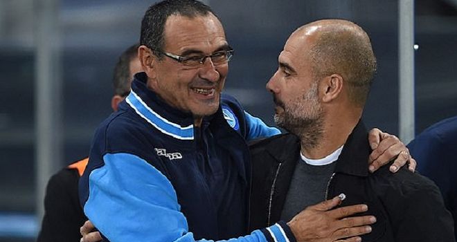 Maurizio Sarri dan Pep Guardiola.