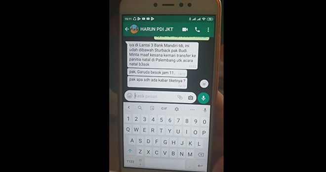 Bukti percakapan Harun dan Budi.