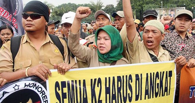 Tenaga honorer, saat menggelar Aksi