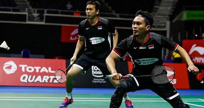 Ganda putra Indonesia, Mohammad Ahsan / Hendra Setiawan atau The Daddies. 

