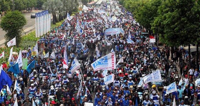 Demo Buruh ,ilustrasi.

