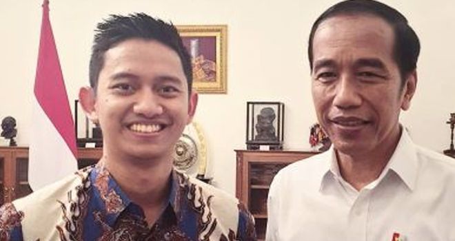 Presiden Jokowi dan Adamas Belva Syah Delvara.


