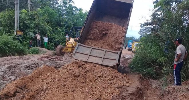 Jalan KM 28 Sei. Gelam Mulai diperbaiki