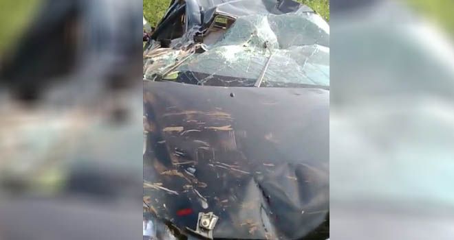 Kondisi mobil yang jatuh di poros Malino