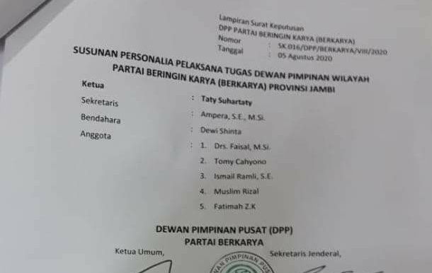 Beredar Surat Pembekuan Kepengurusan Berkarya Jambi, Ambiar: Ketum Sedang Upaya Tempuh Jalur Hukum