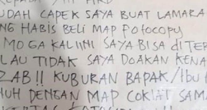 Surat Lamaran Kerja yang Mendoakan HRD Kena Adzab-- tipstren/pojoksatu