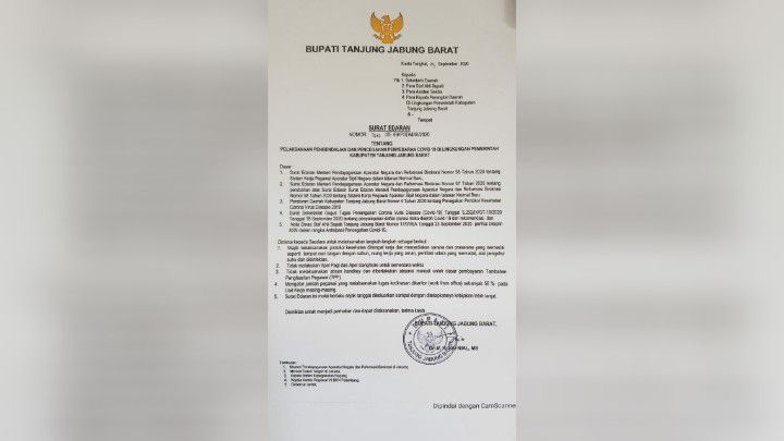 Pemkab Tanjabbar Keluarkan SE Berlakukan WFH Bagi Pegawai