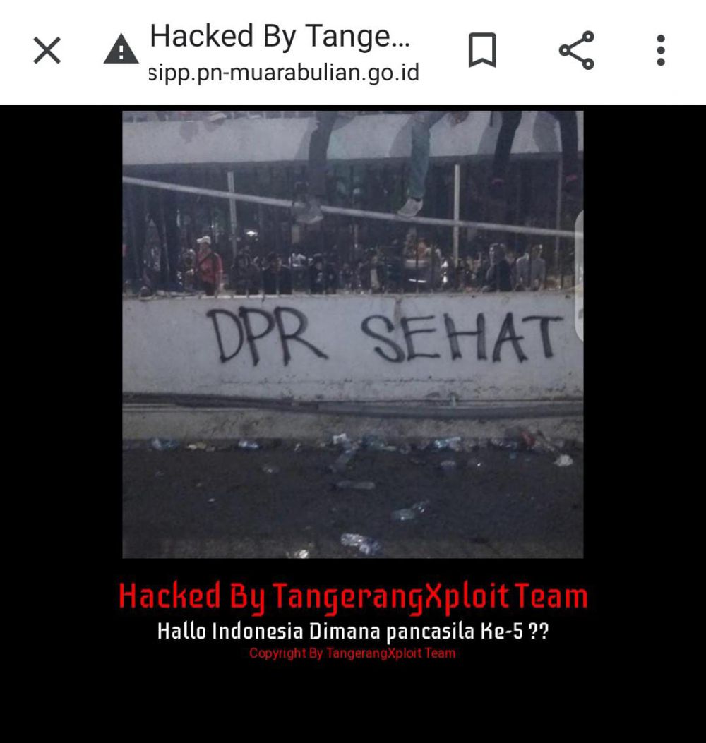 Situs website Pengadilan Muara Bulian menjadi korban atas serangan hacker.