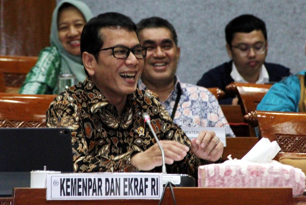 Menteri Pariwisata dan Ekonomi kreatif, Wishnutama bertemu dengan Komisi X DPR RI di Gedung Parlemen, Senayan Jakarta, Kamis (7/11/2019).