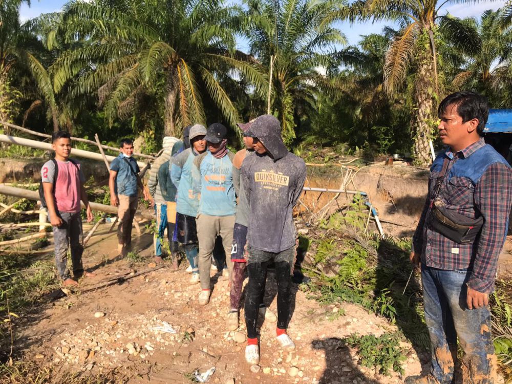 Enam orang pelaku PETI yang berhasil ditangkap oleh Satreskrim Polres Bungo, hanya saja pemiliknya kabur padahal petugas sempat mengamankan pelaku yang bernama Paino (45).