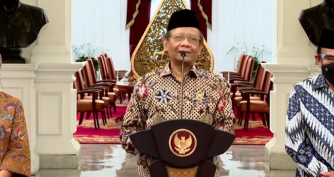 Keterangan Pers Menko Polhukam Mahfud MD, Sabtu (31/10), di Istana Merdeka, Jakarta