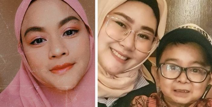 Yunita mantan istri Daus (kiri), Daus Mini dan istri barunya (kanan). 