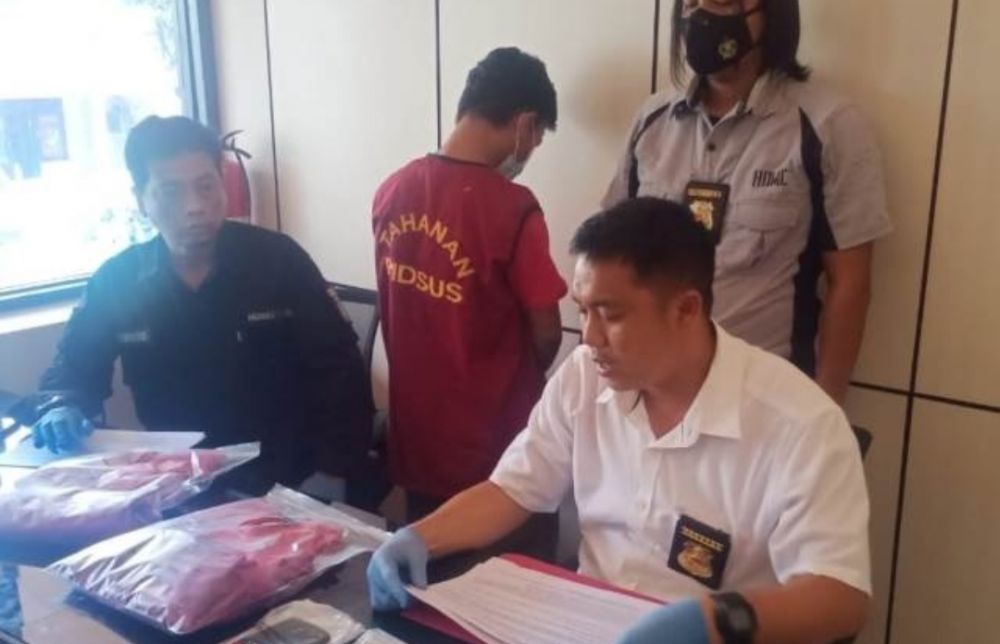 Satreskrim Polres Lahat saat menggelar jumpa pers, di Ruang Humas Polres Lahat, Rabu (20/10). 