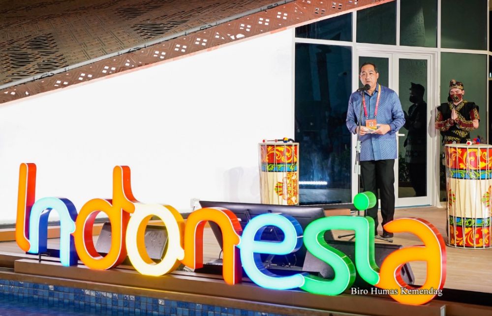 Menteri Perdagangan RI  Muhammad Lutfi saat meresmikan pembukaan Paviliun Indonesia pada Expo 2020 Dubai yang diselenggarakan  pada 1 Oktober 2021–31 Maret 2022. Indonesia akan menggelar National Day di perhelatan internasional Expo 2020 Dubai, Kamis (4/11) yang juga akan dihadiri Presiden Republik Indonesia (RI) Ir H. Joko Widodo. Foto: Biro Humas Kemendag