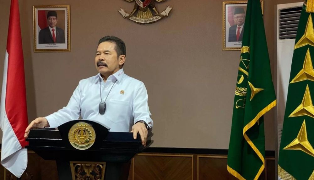 Jaksa Agung Burhanuddin saat memberikan arahan dalam Rapat Kerja Teknis (Rakernis) Bidang Intelijen Kejaksaan Tahun 2021 secara virtual, Rabu (22/9).