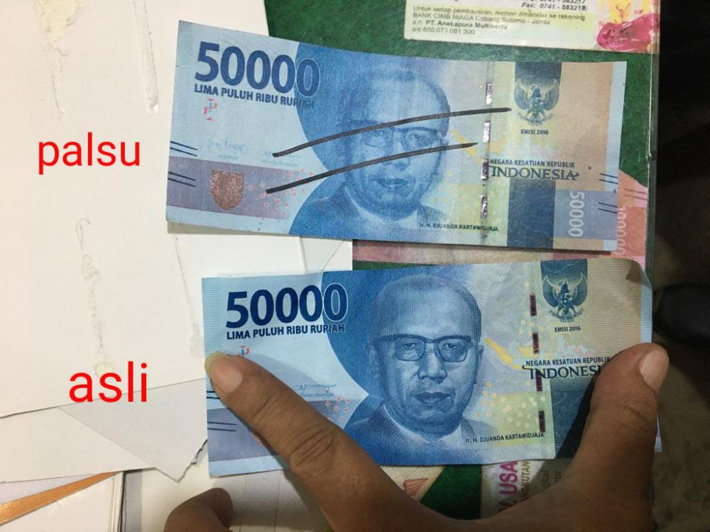 Pedagang di Kecamatan Tungkal Ilir, Tanjabbar, mendapatkan uang palsu pecahan 100 ribu dan 50 ribu.