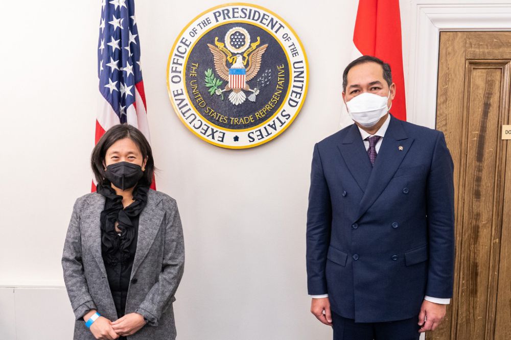 Menteri Perdagangan RI, Muhammad Lutfi melakukan pertemuan dengan Ambassador United States Trade Representative (USTR), Katherine Tai di Washington D.C, Amerika Serikat, Rabu (11 Mei 2022). 