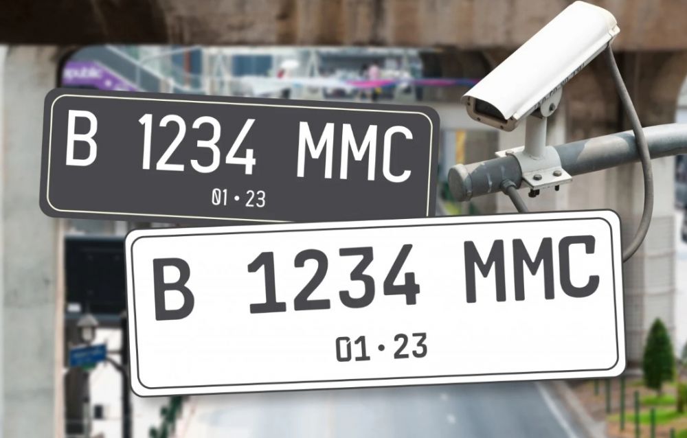 Ilustrasi Plat nomor kendaraan putih.