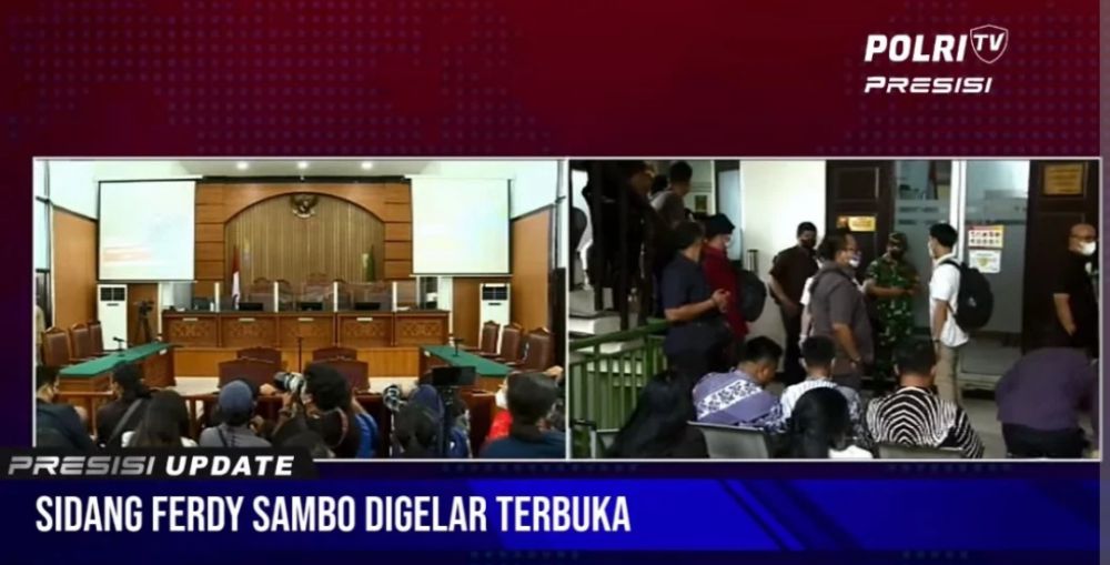 Suasana jelang sidang perdana Ferdy Sambo dkk di PN Jaksel.
