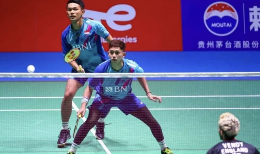 Pebulu tangkis ganda putra Indonesia Muhammad Rian Ardianto dan Fajar Alfian ALFIAN.