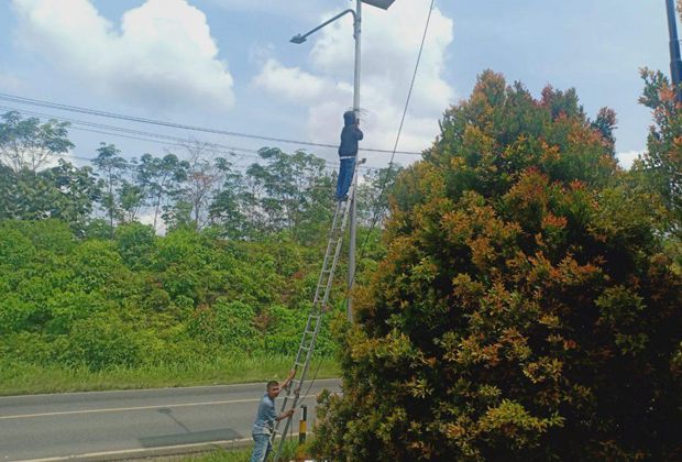 PEMASANGAN: Salah satu titik CCTV yang dipasang oleh Satlantas Polres Bungo dalam rangka mempermudah deteksi terjadinya laka lantas.
