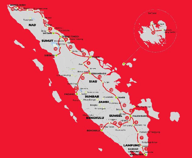 Peta JTTS. Hutama Karya Terapkan GCG Saat Bangun dan Operasikan Jalan Tol Trans Sumatera-Hutama Karya
