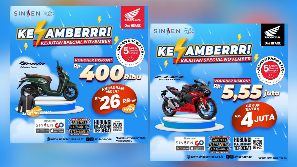 Kejutan Special November Bersama Honda, Banyak Voucher Hingga Diskon Jutaan Rupiah
