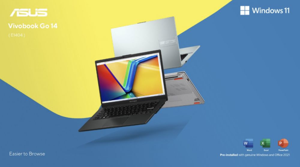 Vivobook Go 14 (E1404F) hadir dengan desain ringkas dan ringan, mengusung layar Full HD, serta mengantongi sertifikasi Military Grade