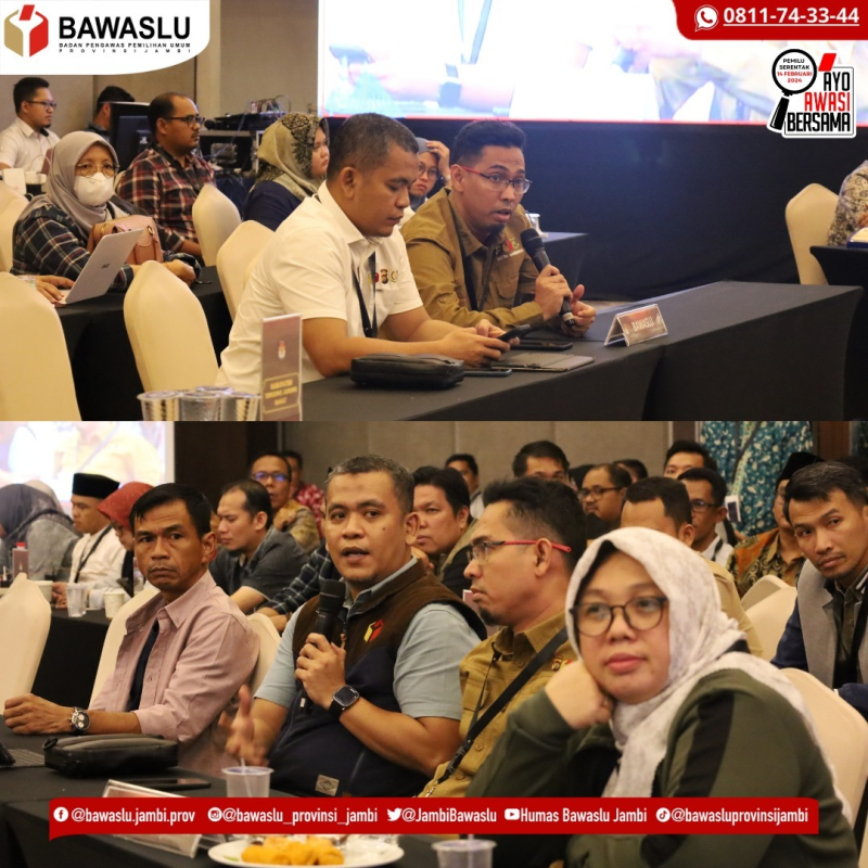 Ketua Bawaslu Provinsi Jambi, Wein Arifin memberikan saran dan masukan dalam rapat pelno rekapitulasi beberapa waktu lalu. 
