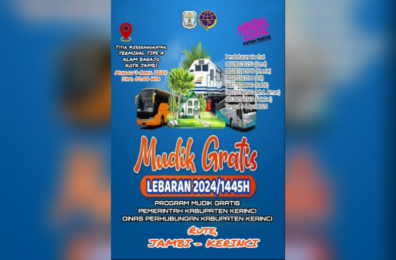 Mudik Gratis Rute Jambi-Kerinci, Dishub Siapkan 5 Bus Buruan Daftar.. 