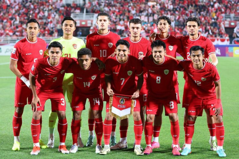 Starting XI Timnas Indonesia U-23 saat melawan Australia U23 di Piala Asia U-23 2024 Grup A. 