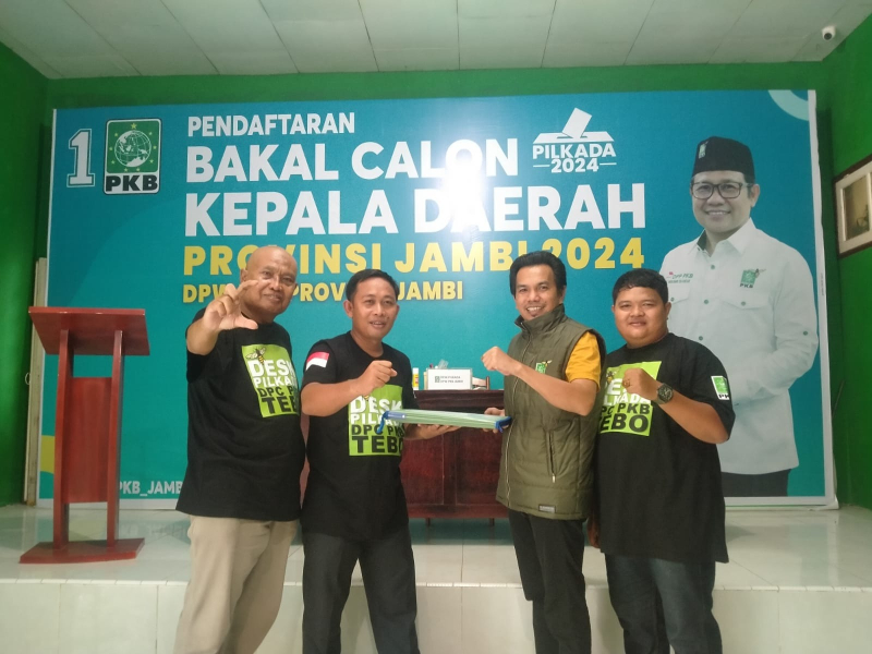 Pengurus DPC PKB Kabupaten Tebo menyerahkan hasil penjaringan bakal calon kepala daerah kepada panitia penjaringan di tingkat Provinsi untuk diteruskan ke DPP.