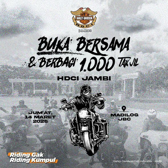 Komunitas Motor Harley Davidson Club Indonesia HDCI Jambi Berbagi! 1000 Pack Takjil Siap Dibagikan di Madilog JBC Jangan Lewatkan!