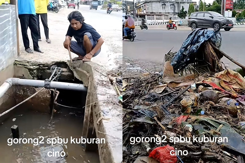 Viral Di Media Sosial, Warga Turun Tangan Bersihkan Gorong-Gorong di Simpang Pucuk dan Kuburan Cina