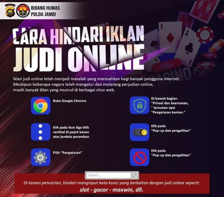 Polda Jambi Blokir 1.515 Situs Judol, Waspadai Iklan yang Masih Bermunculan