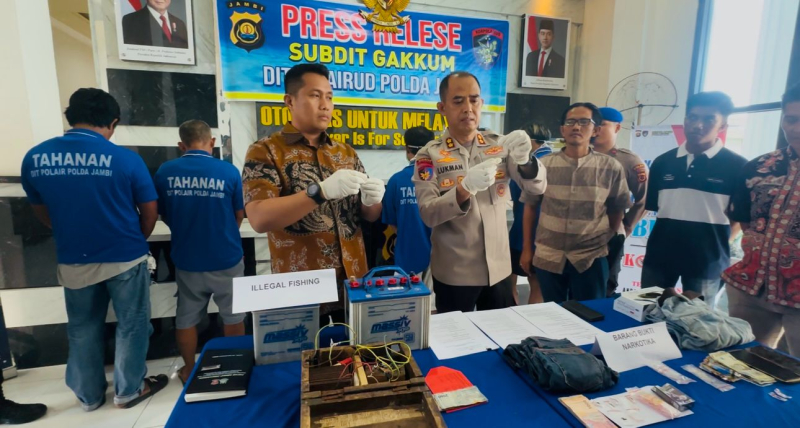 Ditpolairud Polda Jambi Bongkar Dua Kasus Sekaligus: Narkoba dan Illegal Fishing di Jalur Perairan
