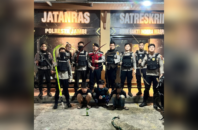 Tiga Remaja Terduga Geng Motor Bersenjata Tajam Diamankan Tim Serigala Kota Polresta Jambi