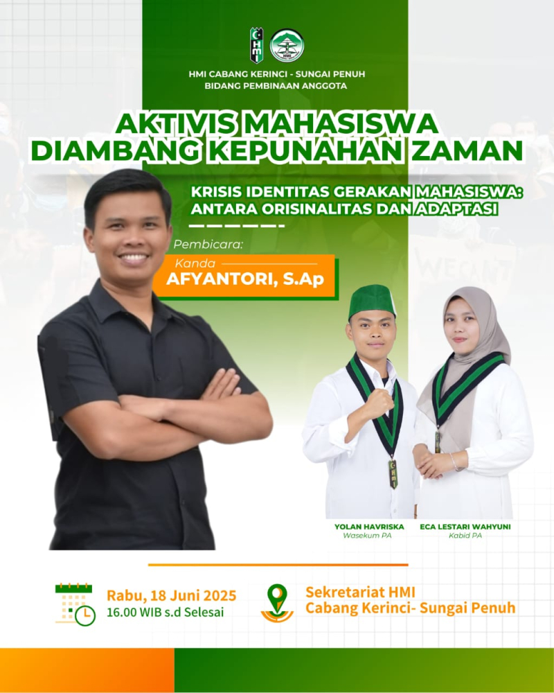 Diskusi HMI Cabang Kerinci-Sungai Penuh, Aktivis Mahasiswa Diambang Kepunahan Zaman