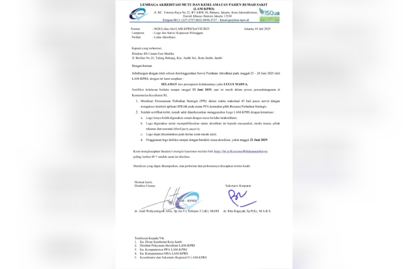 RS Erni Medika Kantongi Akreditasi, Nurhadi: Untuk Beroperasi, Kita Masih Menunggu Izin Operasional