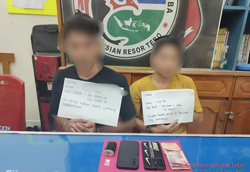 Berbekal Laporan Warga, Satresnarkoba Tebo Tangkap Dua Pelaku Penyalahgunaan Sabu