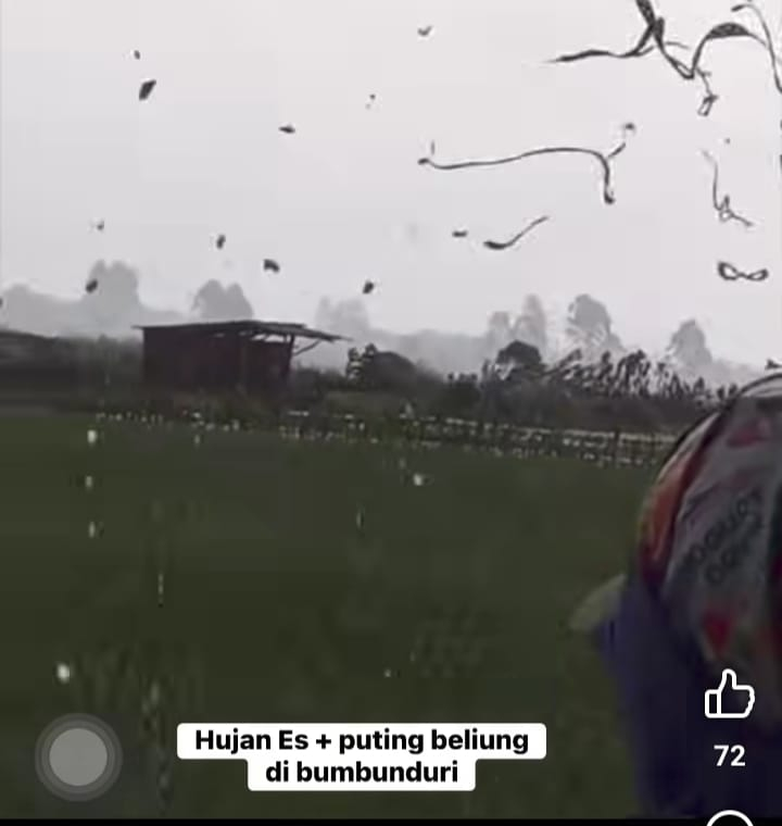 Viral di Sosmed Hujan Es dan Angin Puting Beliung di Kayu Aro, Ini Kata Camat..