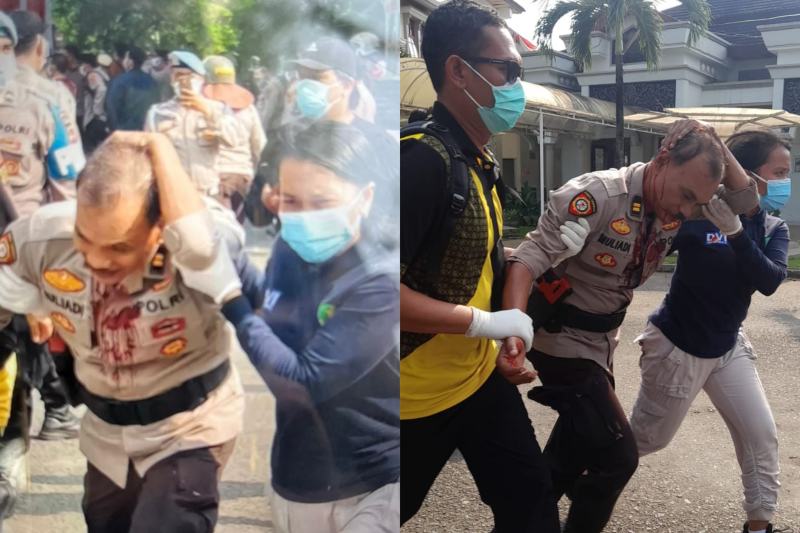 Unjuk Rasa di DPRD Jambi Ricuh, Sejumlah Polisi Terluka dan Mobil Dinas Dibakar Massa