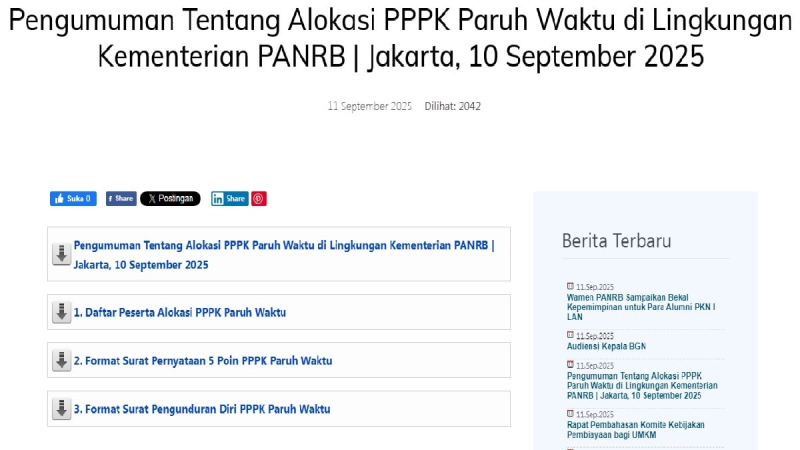 Kemenpan RB Umumkan PPPK Paruh Waktu, Daftar Peserta Lulus Bisa Didownload di Sini