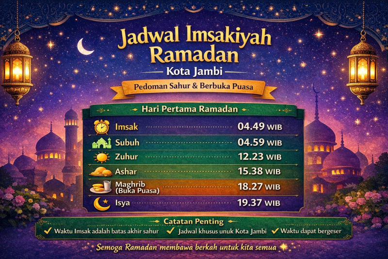 Jadwal Imsakiyah Kota Jambi Ramadan 1447 H/2026 M: Pedoman Sahur hingga Berbuka