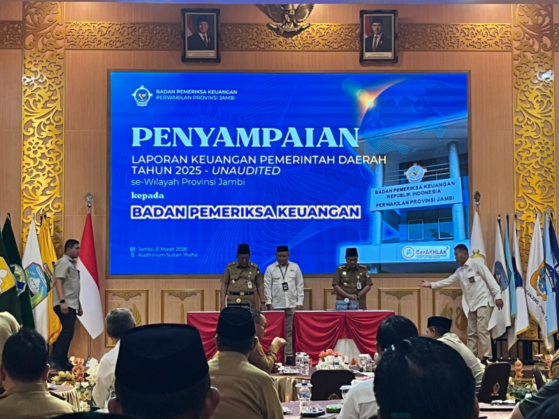 Pimpin Penyerahan LKPD 12 Pemda di Jambi ke BPK, Wagub Sani : Bentuk Transparansi Pertanggungjawaban Uang Rakyat