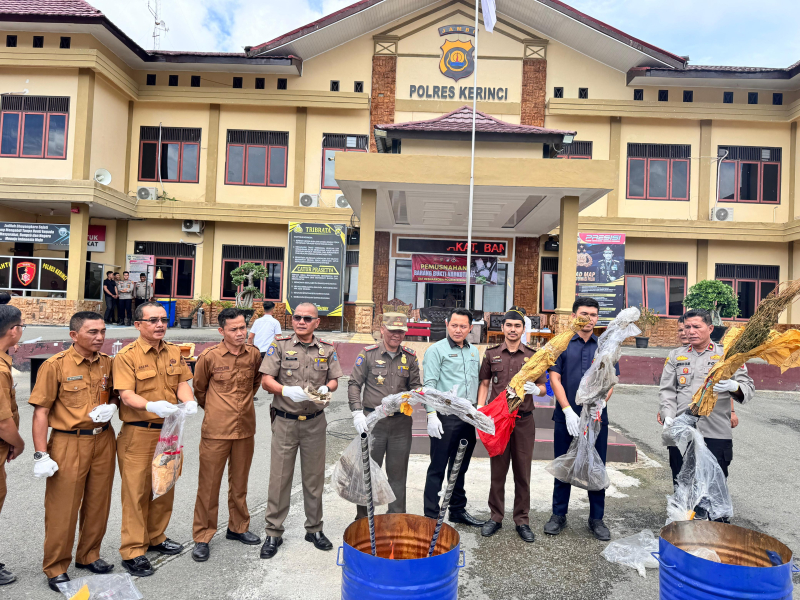 Pemusnahan Barang Bukti Sabu dan Ganja di Polres Kerinci, 18 Perkara Ditindak